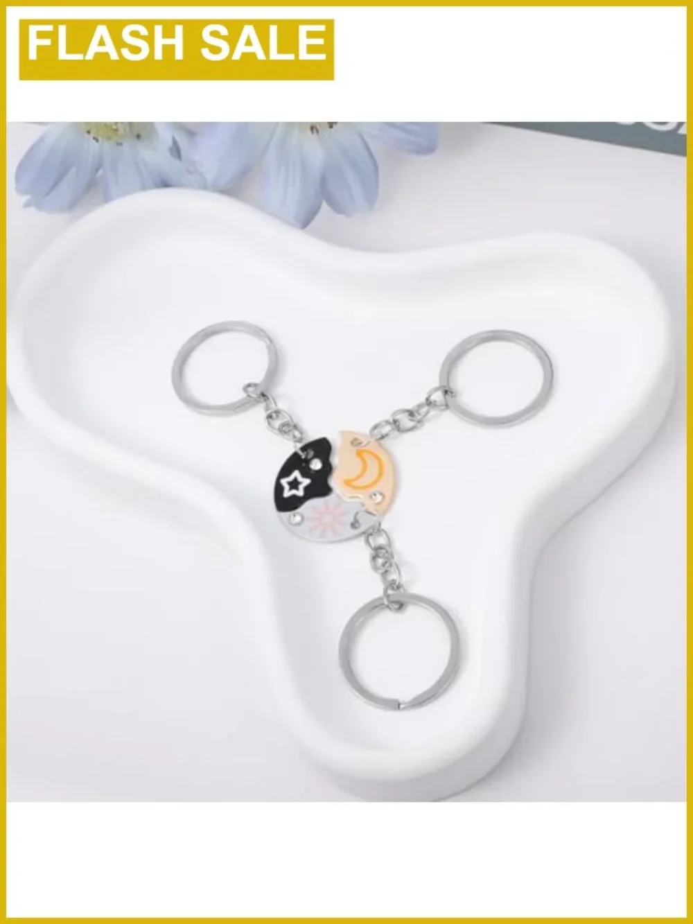 3 Pcs Puzzle Keychains, Sun Moon Star Friendship Trio Matching Keychains